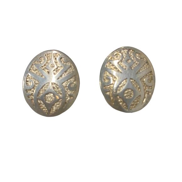 Vintage Navajo Concho Style Clip Statement Earrings 925 Sterling 7.13 gr - Picture 2 of 8